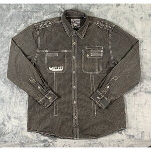 Affliction Black Premium Shirt Men's 3XL Biker Goth Punk Y2K